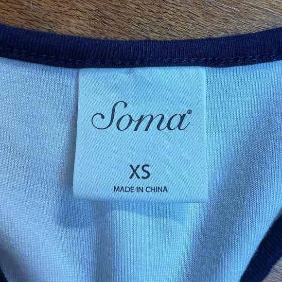 Soma Maxi Dress Women XS Navy Blue White Stripes Racerback Side Slits Sleeveless - Picture 6 of 9